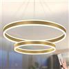 LAMPLAY Lampada A Sospensione Moderna A LED Rotonda, 2 Lampadario Ad Anello D'oro, Dimmerabile Con Telecomando 3000K-6000K Lampada Da Soffitto, Altezza Regolabile, Camera Da Letto(Ø80+100cm)