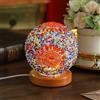 Maimeili Boho verde lampada a mosaico vintage retro tinto turco marocchino boheme lato letto colore vetro fatto a mano con base in legno USB carica decorazione luce per camera