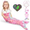 Cyiecw Coperta Coda Sirena Bambina 100x50CM, Sirena Pinna Ragazza Coperta Bagliore nel Buio, sirena Coperta Sirena di Flanella con Paillettes Borsa e Accessori Gioielli Sirena