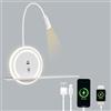 HUIZHOU Lampada da parete a LED, lampada da lettura flessibile, lampada da comodino per camera da letto, dimmerabile, con controllo touch, USB-A e USB-C 5V/2A, per camera da letto e ufficio