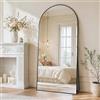Vortisys Specchio da Terra e da Parete 180x75cm, Specchio ad Arco Grande con Vetro di Sicurezza Antischeggia e Cornice in Alluminio, Specchio Lungo per Camera da Letto, Ingresso, Soggiorno e Corridoio