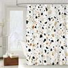 OCEUMACO 3D Tenda Doccia Antimuffa Effetto Marmo Tende Doccia Angolare Tessuto Poliestere Impermeabile 180x200 cm Terrazzo Tenda Vasca da Bagno Stoffa Lavabile Lavatrice con Anelli - Beige Marrone