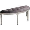 milani home - panca vintage in velluto, legno, legno naturale, 125 x 45 x 48 cm