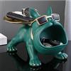 Jaccmlit Statua di Bulldog Vassoio, Statua di Bulldog Ingresso Svuota Tasche Scultura in Resina Statua Decorativa Bulldog Francese,Green