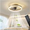 Exlafi Ventilatori da soffitto con illuminazione Telecomando, Moderno Lampada da soffitto LED Dimmerabile Lampade per Camera da letto Soggiorno, Ventilatore reversibile E 6 Vento (Oro, 40CM)