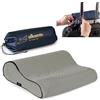 alkamto Cuscino da viaggio, supporto ergonomico per il collo, da campeggio, in memory foam, con federa termoregolante, borsa da viaggio impermeabile inclusa, grigio 35 x 30 x 10/8 cm