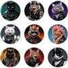 ANATTASOUL 9 Pezzi di Pattern Gatto Punk E Rock Sottobicchieri Legno, Sottobicchieri per Bevande,Coaster per Tavolino del Caffè, Decorazione per Cucina e Sala da Pranzo