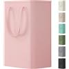 Lifewit Cesta Portabiancheria Salvaspazio, Porta Biancheria Sporca per Bagno Pieghevole, Cesta Panni Sporchi Sottile con Manici, Laundry Basket per Camera da Letto, Lavanderia, 50L, Rosa