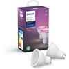 Philips Hue White&Color Ambiance Faretti LED, Bluetooh, Controllo Vocale Dimmerabile, GU10, 6 W, 2 Pezzi