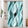 Uiiooazy Tenda da Doccia Antimuffa 120x180cm Verde Acqua Righe Blu Sfumata | Tenda Doccia Astratta Gradiente Striscia Turchese Impermeabile Tessuto Poliestere Lavabile per Vasca da Bagno con 8 Anelli