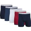 GILDAN Boxer da Uomo con Gamba Regolare, Multipla Corti, Navy/Heather Navy/Sport Grey/DOT/Navy (Confezione da 5, Lunghezza Classica), XL (Pacco da 5)