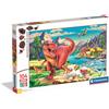Clementoni - Adventure in Dino Land Supercolor Puzzle - Puzzle per bambini da 104 pezzi grandi con illustrazione della terra di dinosauri, dai 4 anni in su - 25795