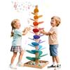 WRQIOO Pista di biglie in legno, 30 alberi sonori arcobaleno, pista per | Albero sonoro in legno, giocattolo Montessori a partire dai 3 anni, con 10 palline, arcobaleno Montessori