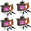 Stemedu MG90S Micro Servo Kit Full Metal Gear con limite meccanico di 90°, motore coreless 2kg·cm coppia per RC auto, robot, elicottero Arduino (confezione da 4)
