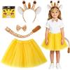 MIFKLMV Set di 5 pezzi Costume da Giraffa, Accessorio per Cosplay include Giraffa Orecchie Fascia, Bowtie, Coda, Tutù, Set di Costumi Animali, per Feste a Tema, Halloween, Carnevale