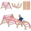 AIYAPLAY Qaba Set Triangolo Pikler 8-in-1 Pieghevole per Bambini 18-48 Mesi, Rosa
