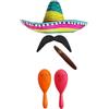 I LOVE FANCY DRESS LTD Set di accessori per costume messicano Sombrero + Maracas + Tash, perfetto per costume da fantascienza messicana Senorita Bandit Mariachi, colore: nero