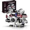 Weinsamkeit V8 Kit Motore Blocchi di Costruzione, Modello di motore V8 che funziona giocattolo, con Motore e Controllo APP, giocattolo regalo da collezione per ragazzi e ragazze Ventilatori supercar (A)