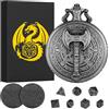 Keller & Weber Mini Set di Dadi DND, Steampunk Ascia Custodia per Orologio da Tasca, 7 Pezzi in Metallo Poliedrico Set di Dadi D&D, Regali di D&D con Scatola Regalo, Accessori per Giochi di Ruolo, Argento Scuro