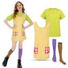 JONRRYIN Calzelunghe Costume Travestimento Bambina, Abbigliamento da Ragazza Birichina, Costume Carnevale Bambina, Calze a Righe Colorate, Cosplay, Festa