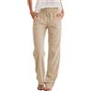 SEAYIJIA Pantalone in Lino per Donna - Pantalone Estivo Leggero per Vacanze, Pantalone Donna, Cachi S