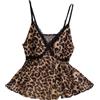 GORGLITTER Curvy Cami Top da donna con pizzo Y2K Leopardo Top senza maniche Camisole con orlo increspato Estate Spaghetti Canotta Streetwear