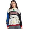 Bewakoof Felpa con cappuccio ufficiale Peanuts Merchandise Snoopy da donna con stampa grafica oversize a maniche lunghe in misto cotone, Whitecap Grigio-Nero Beauty-Blue Lolite-Salsa_682772, 38
