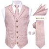 YourTies Gilet da uomo in seta jacquard floreale cachemire set 5 pezzi, B