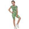 A2Z 4 Kids® Bambini Ragazze Crop Top & Cycling Pantaloncini Stampare - Leopard 260 Crop Shorts N.Green 9-10