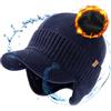 TOP-EX Berretto unisex impermeabile invernale 80% lana merino con visiera e paraorecchie, fodera calda in pile, ideale per il freddo e gli sport all'aria aperta, Medium-Large
