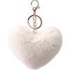 MVKZFE Portachiavi con pompon in finta pelliccia a forma di cuore, accessorio per borsa, soffice, portachiavi, zaino, ciondoli per donne e ragazze