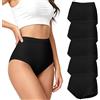 Desanlapi Slip Vita Alta Donna Mutandine Culotte Donna Mutande Cotone Traspirante Confezione da 5 Pezzi Nero XL
