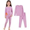 Zando Set di biancheria intima termica Zando per bambini, 2-6 anni, Set di top a maniche lunghe termico e leggings per bambini, Viola pallido, 3-4 Years