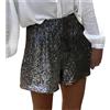 Eauptffy Pantaloncini con Paillettes, Pantaloncini Paillettes Nero Bianco Elastico A Vita Alta Shorts da Festa con Glitter Completi Pantaloni per Il Party Club da Festa Corti