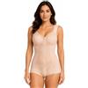 BODYPERFECT Body Modellante Contenitivo Donna modellatore Rinforzato in Elastico Pesante doppiato Interno Stecche Estraibili (Nudo, 4XL)