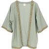 GURU SHOP Kimono corto, boho cardigan, kimono aperto in cotone, da donna, salvia, Taglia unica