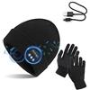 TAGVO Bluetooth V5.0 Beanie con Guanti Touchscreen Set, Inverno Caldo Lavorato a Maglia Senza Fili Bluetooth Cuffia Musica Cappello per Corsa Sci Escursionismo, Regalo di Natale