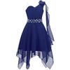 Freebily Vestito da Festa Cerimonia Matrimonio Damigella Bambine Ragazze Monospalla Elegante Abito da Sposa Comunione Battesimo Chiffon Vestito da Principessa Orlo Asimmetrico