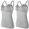 ZESLIV 2 Pezzi Top da Donna per Allattamento, Canottiera Sottoveste con Reggiseno Integrato, Reggiseno Senza Ferretti per Gravidanza, Top per Maternità Senza Ferretti, grigio., M