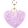 MVKZFE Portachiavi con pompon in finta pelliccia a forma di cuore, accessorio per borsa, soffice, portachiavi, zaino, ciondoli per donne e ragazze