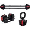 TechFit Manubri con Custodia di Stoccaggio - Ergonomic Handle, Weightlifting, Bodybuilding, Gym Exercises con chiusura di sicurezza Manubri Regolabili