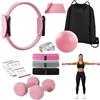 Relaxdays Pilates, 11pz, col. | Anello, palla, 4 elastici, 2 pesi, borsa, pompa, metro, Pilates