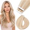 Silk-co Extension Adesive Capelli Veri Biadesivo #18P613 Biondo Cenere + Biondo Chiaro, 10 Ciocche Biadesive 15g per Sfumature/Volume 55cm