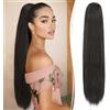 RUWISS Lunga Coda di Cavallo Extension 70cm Coda Cavallo Capelli con Coulisse Sintetici Posticci per capelli Estensione per Donna (Marrone Scuro)