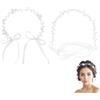 XFSRG 2 Pezzi Coroncina Fiori Capelli Bambina Fascia Sposa Fiore Perle Corona Fiori Artificiale per Capelli Cerchietto con Nastri per Comunione Sposa Damigella (Argento)