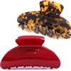 FSMILING Set di 2 fermagli per capelli grandi da donna, 9,5 cm, grandi fermagli per capelli per adulti, squame di tartaruga, clip per capelli granchio, leopardo e rosa rossa