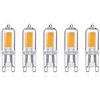 ZFQ Confezione da 5 Lampadine LED G9 da 2W, Lampadine Alogene G9 da 25W, Copertura in Vetro, 3000K Bianco Caldo, 250 Lumen, Angolo di Diffusione 360°, 80Ra, AC 220-240V, Non Dimmerabile