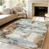 VK Living VK-living Tappeti lavabili per il soggiorno 160 x 230 cm grandi tappeti per la camera da letto moderni astratti grigio oro a pelo medio antiscivolo tappeto artistico morbido