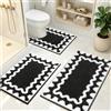 Homodeco Set 3 Pezzi Tappeto Bagno Antiscivolo, in Morbida Microfibra, Nero | Assorbente, Lavabile in Lavatrice, Confortevole Tappetino Doccia