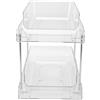 Eujgoov Organizer Sotto il Lavello, Ripiano Regolabile con Contenitori Trasparenti per e Bagno, Divisori Mobili, 30x25x19 Cm (2 livelli)